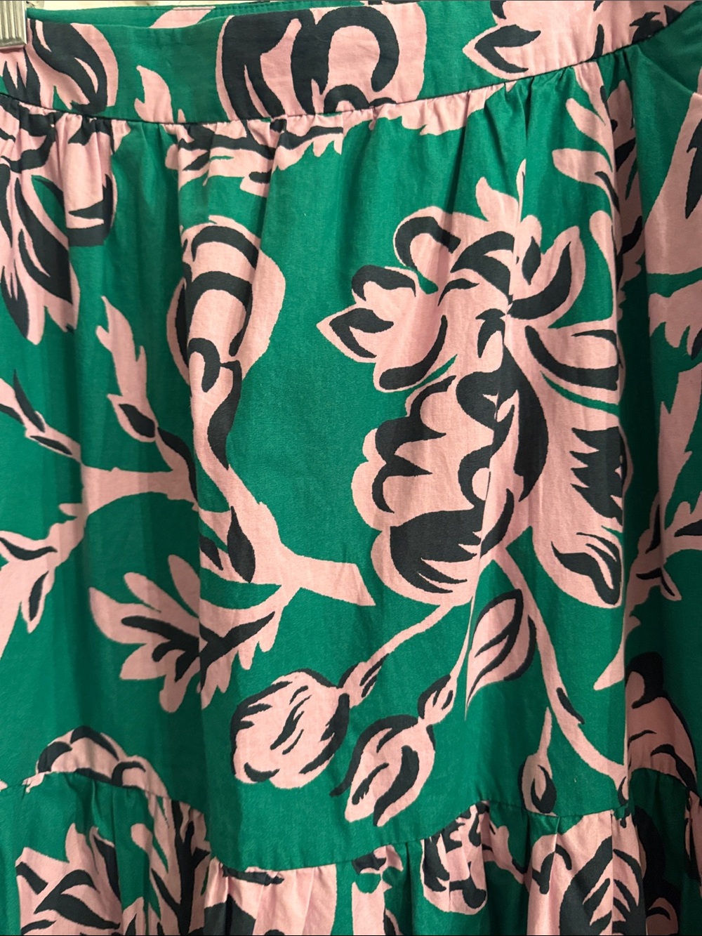Boden Green Pink Floral Tiered Maxi Skirt 100% Cotton side pockets, cottagecore - Picture 13 of 13